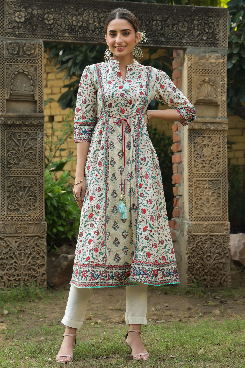 Image of Juniper Women Printed Flared Kurta