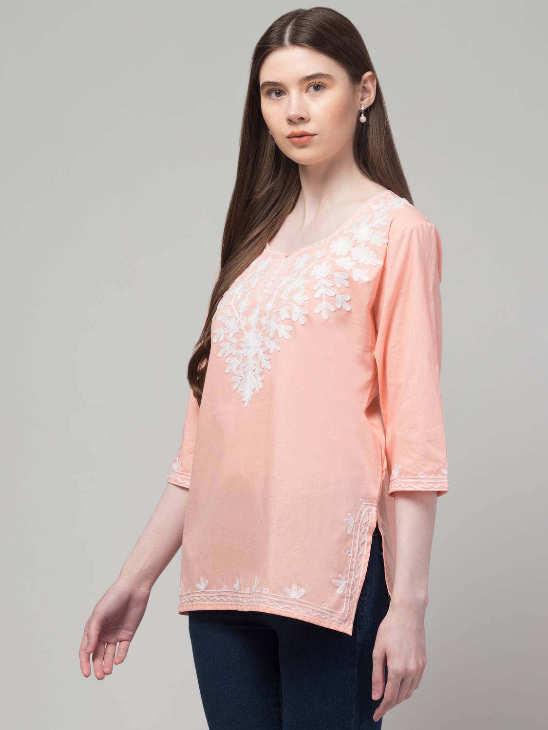 CROWN KING GARMENTS Women Embroidered Pure Cotton Straight Kurta