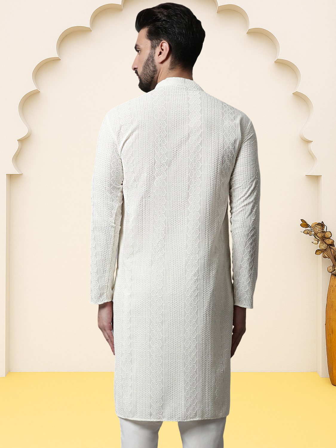 Image of Jompers Men Self Design Straight Kurta