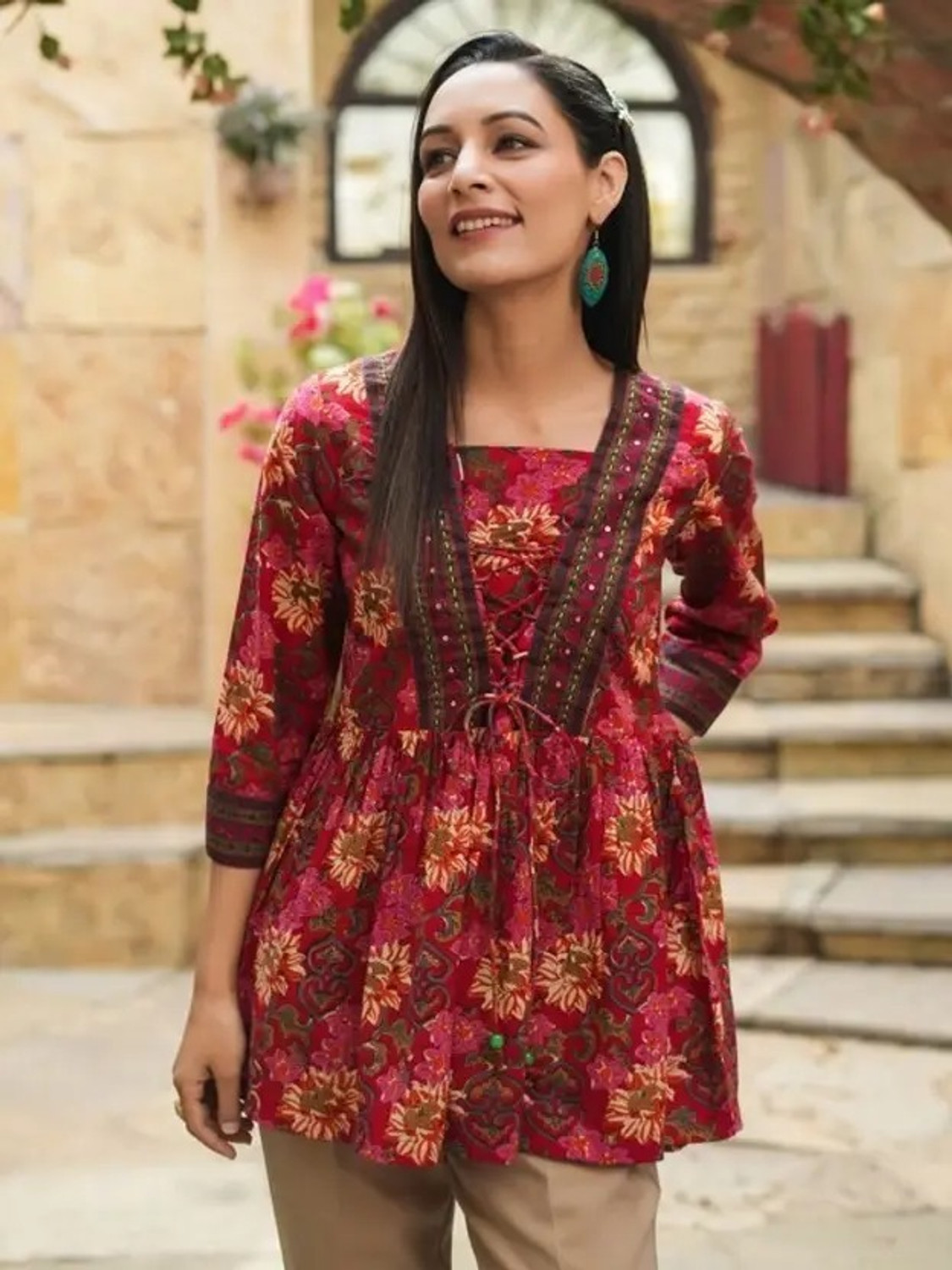 Image of PR SMART Women Printed Flared Kurta