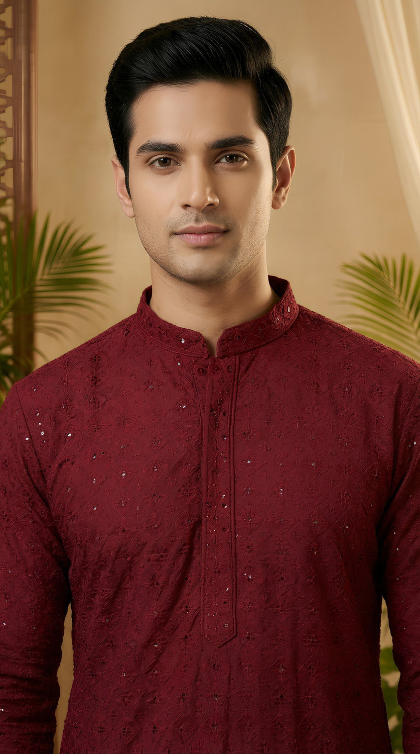 Image of Svatantra Men Embellished Straight Kurta