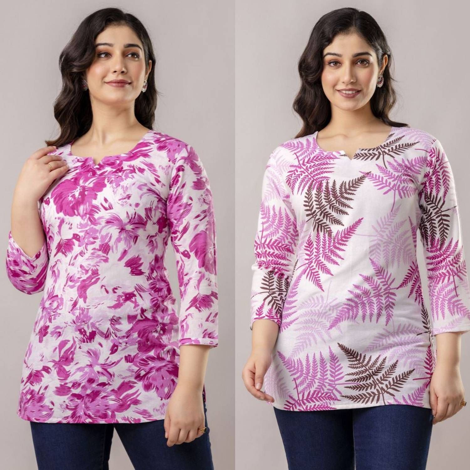 Tibra Attire Pack of 2 Women Printed Cotton Blend Straight Kurta
