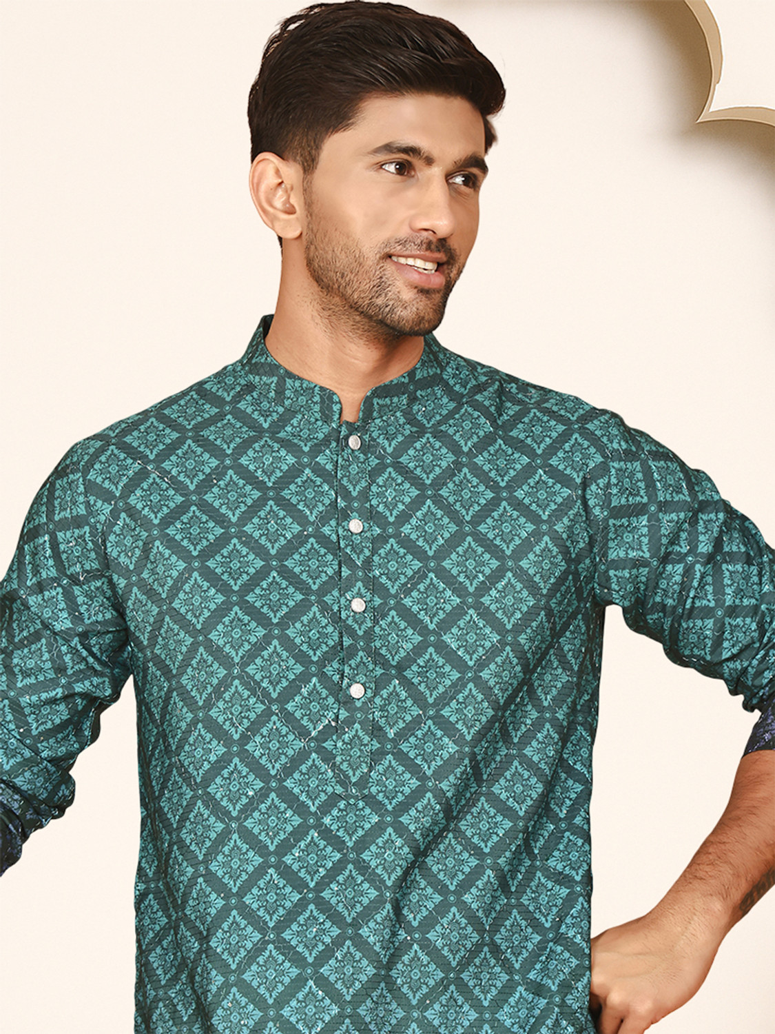 Image of Jompers Men Printed Straight Kurta