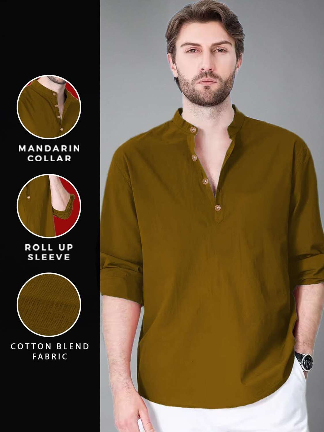 Image of Vashuqi Men Solid Straight Kurta