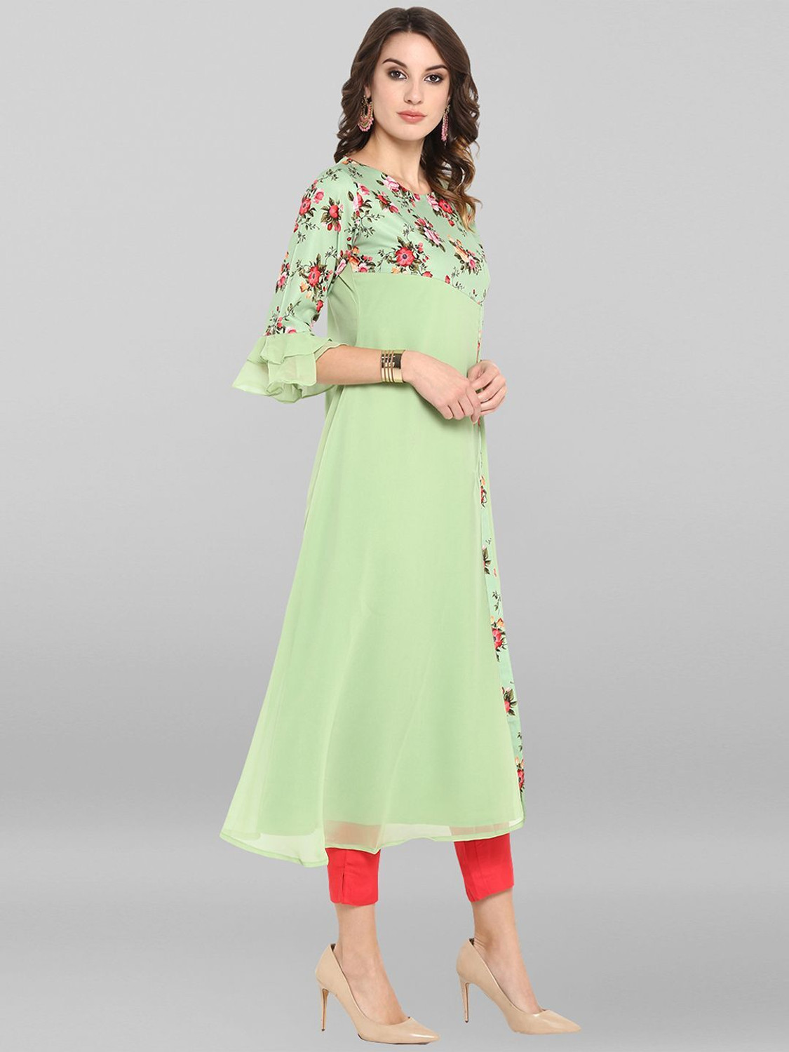Image of Janasya Women Floral Print A-line Kurta