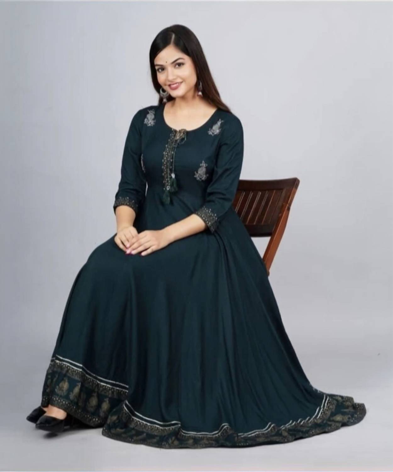 Shambhavi Creations Women Printed Viscose Rayon Anarkali Kurta (G