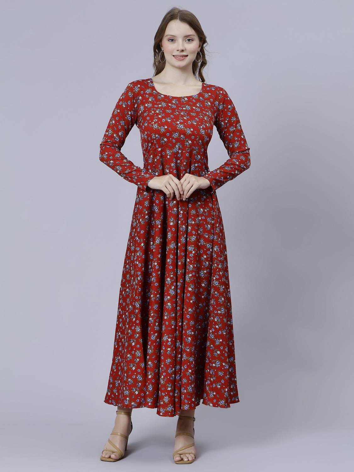 Dhakre fashion Women Floral Print Viscose Rayon Anarkali Kurta (R