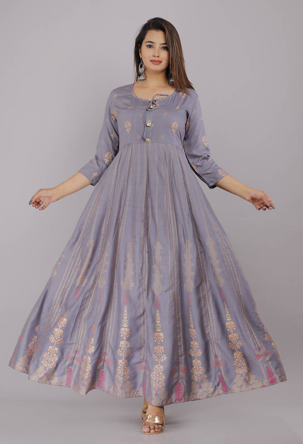 Laadu Women Printed Flared Kurta