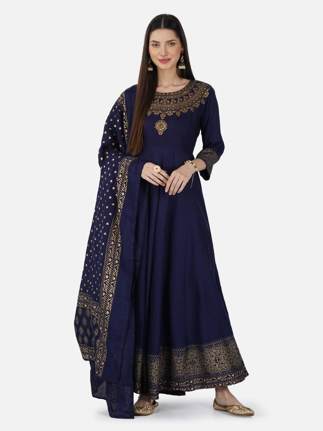 NEW STYLISH Women Printed Cotton Rayon Anarkali Kurta With Attach