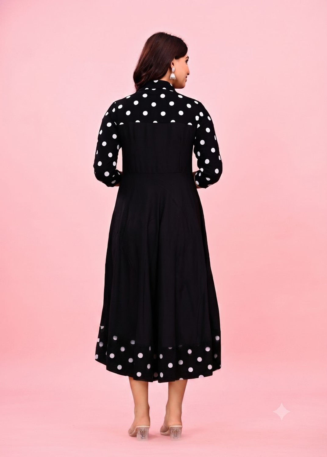 Image of DARGU Women Polka Print Anarkali Kurta