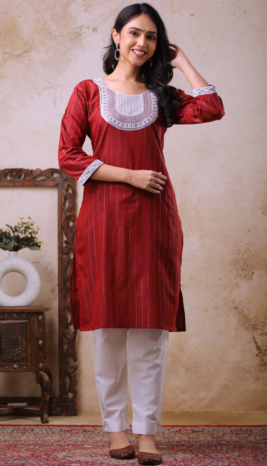 Image of AuzaSho Collection Women Printed Straight Kurta