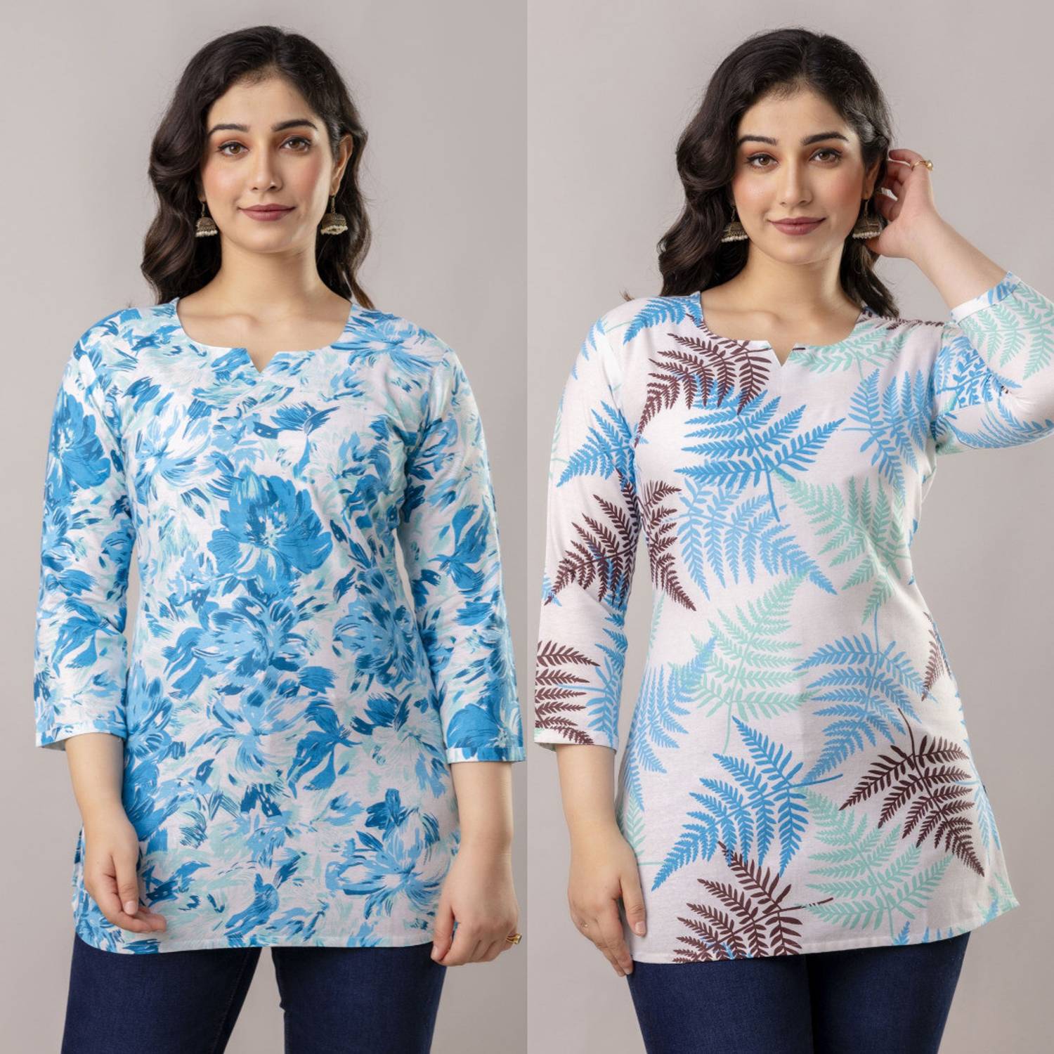Tibra Attire Pack of 2 Women Printed Cotton Blend Straight Kurta