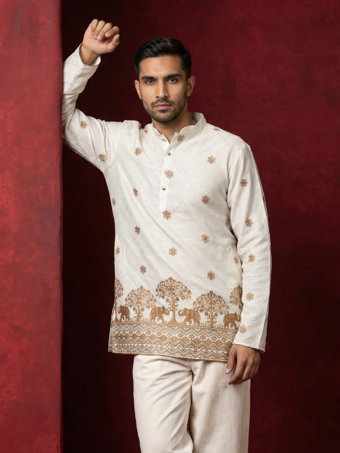 Image of Jompers Men Embroidered Straight Kurta