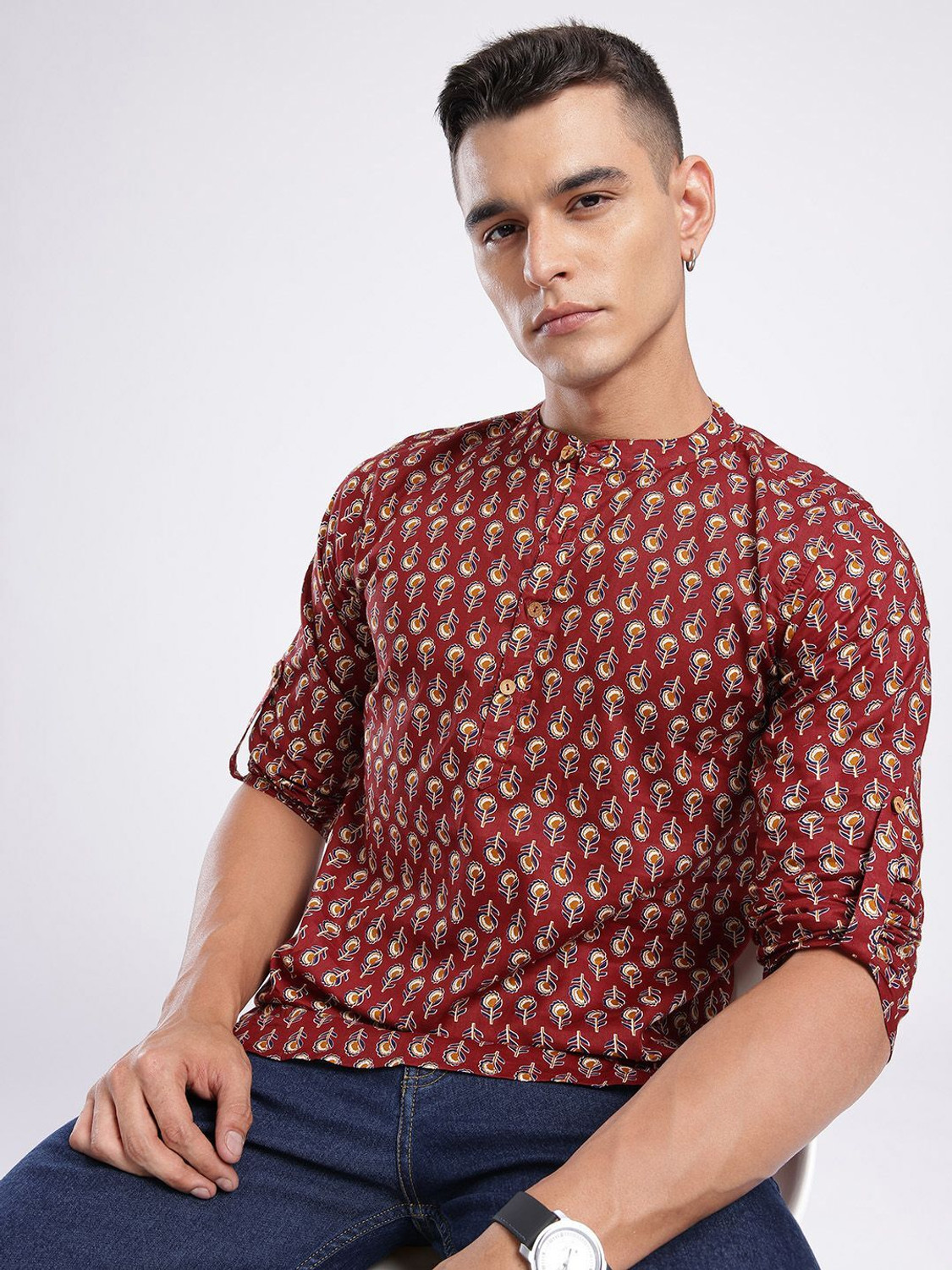 Image of Anouk Rustic Men Printed Straight Kurta
