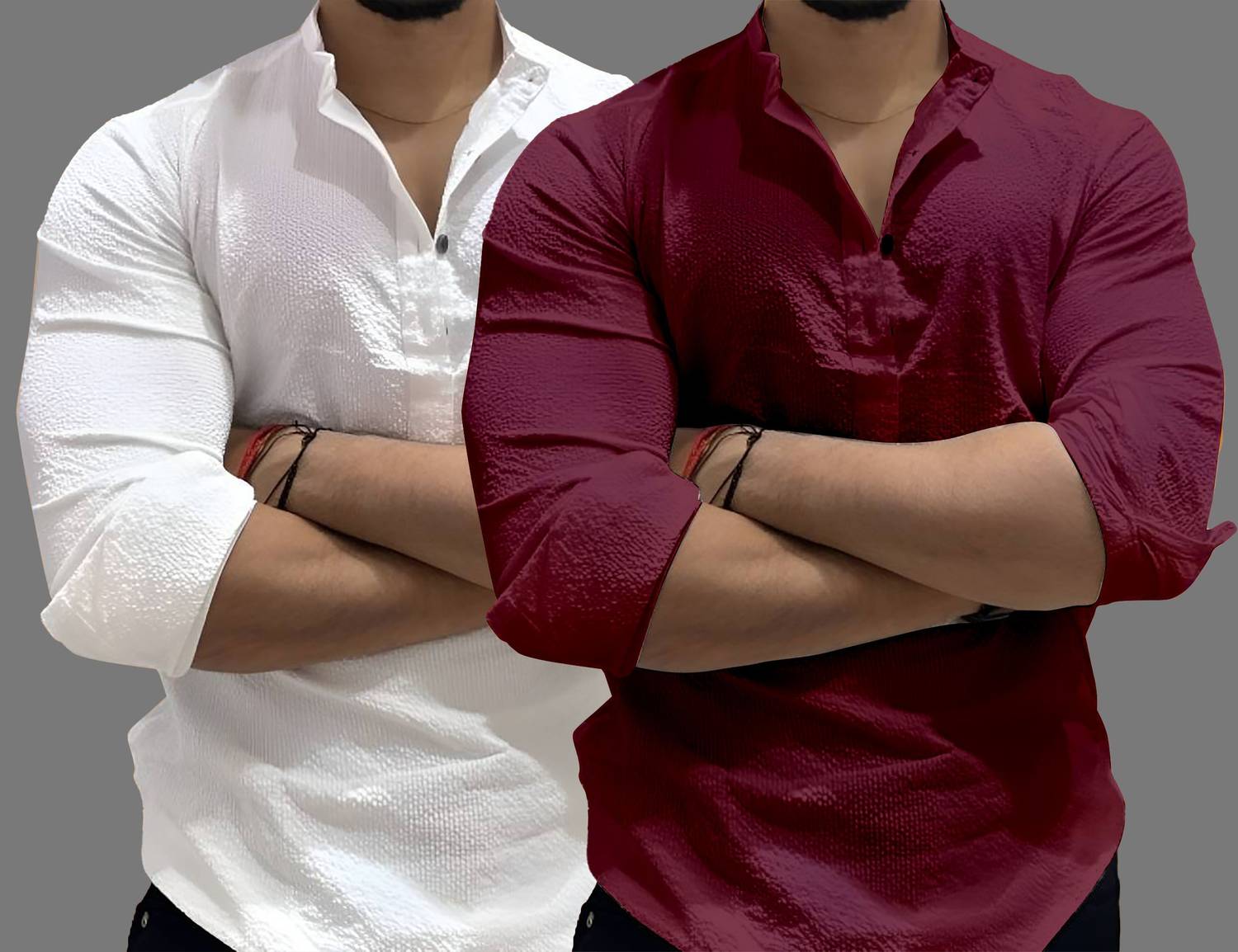 COMBRAIDED Men Solid Straight Kurta Pack of 2 - Image 2