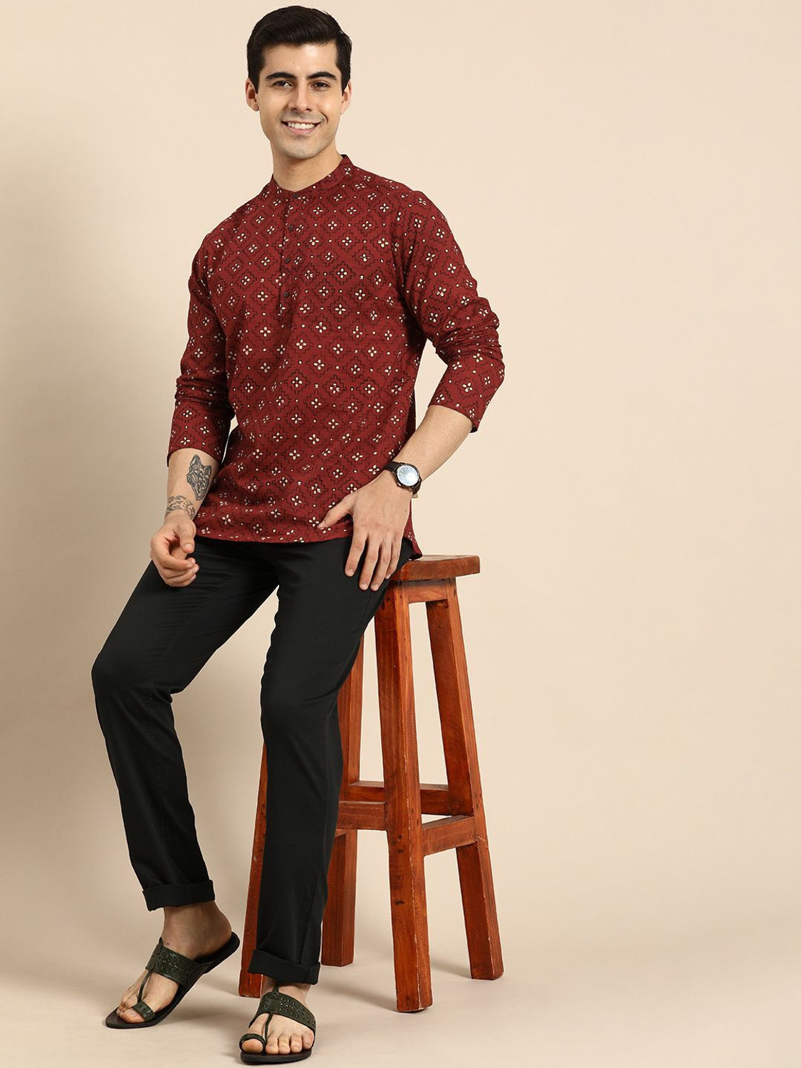 Image of ANOUK Men Printed Straight Kurta