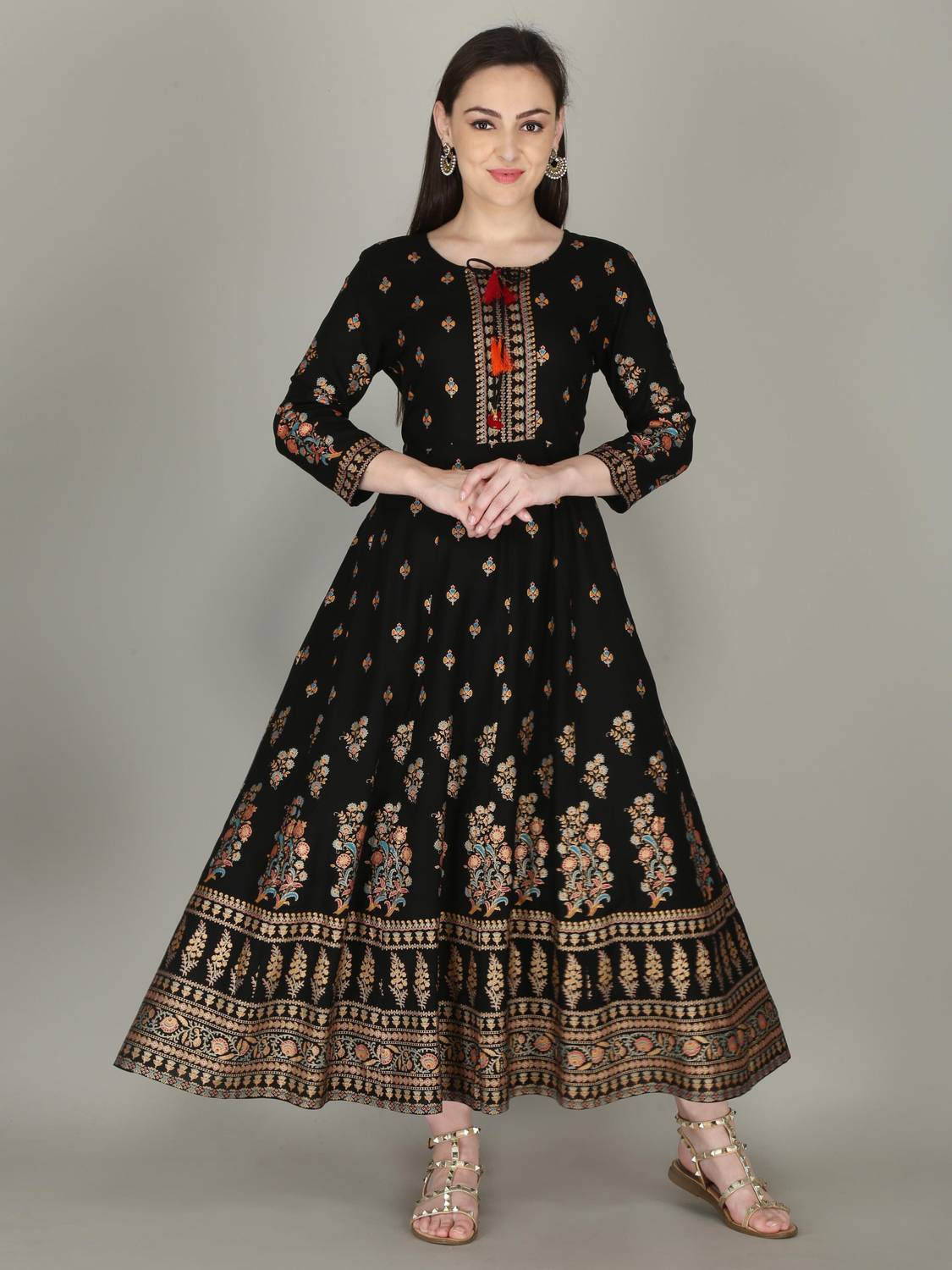 Aj Art Women Printed Viscose Rayon Anarkali Kurta (Multicolor)