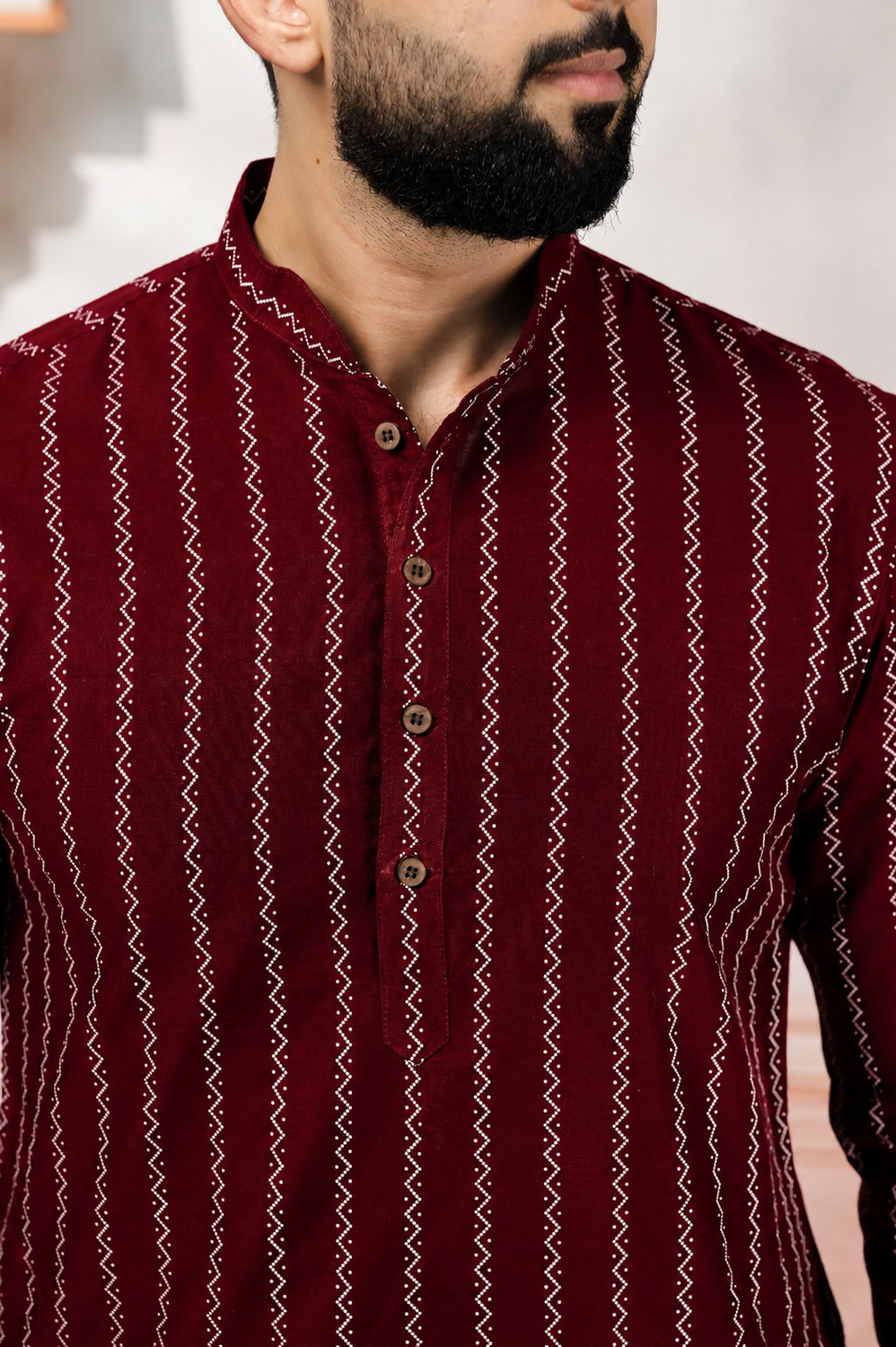 Image of Koshin Men Striped Straight Kurta
