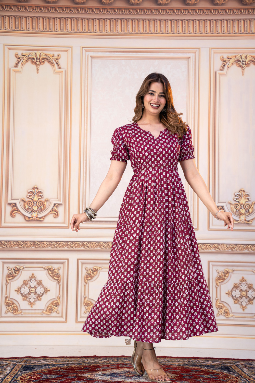 Image of GIRYA Women Maxi Purple Full Length Dress