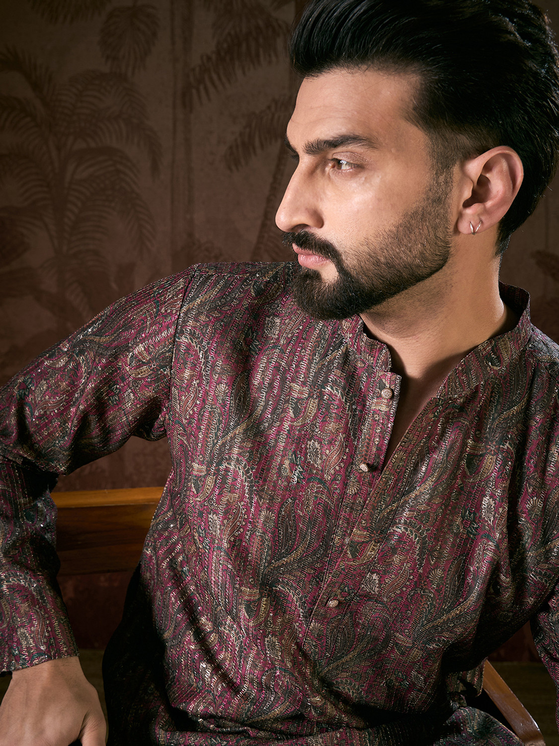 Image of House of Pataudi Men Printed Straight Kurta