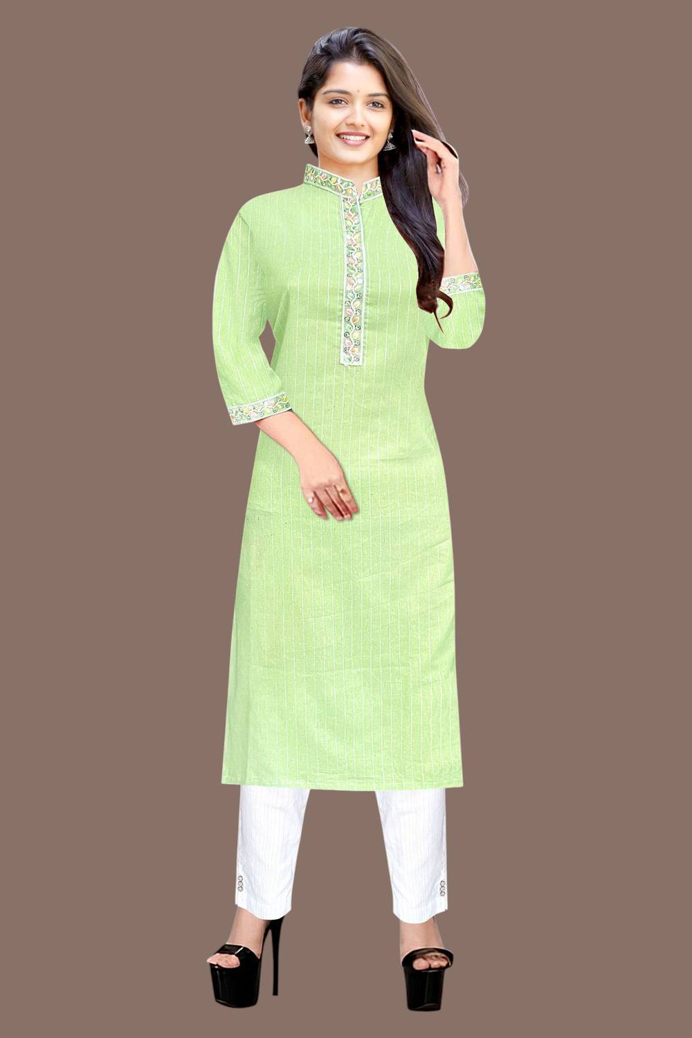 prime zone creation Women Embroidered Khadi Cotton A-line Kurta (