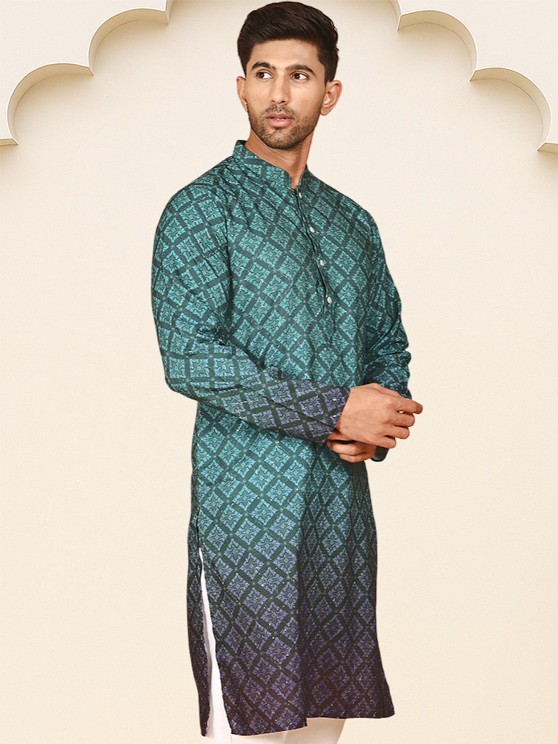 Image of Jompers Men Printed Straight Kurta