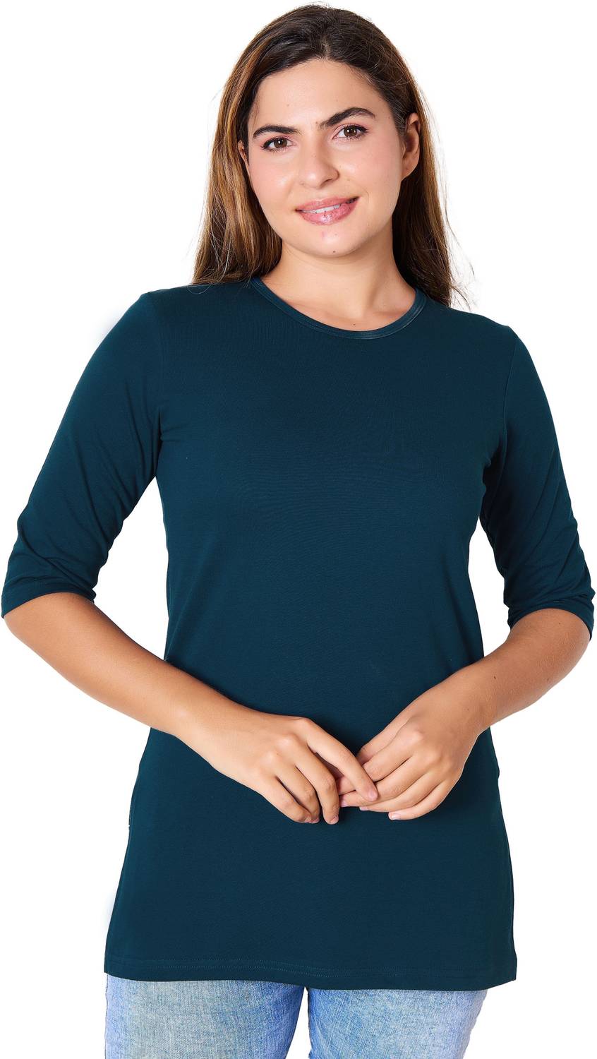 Aranyam Women Solid Pure Cotton Straight Kurta (Dark Blue)