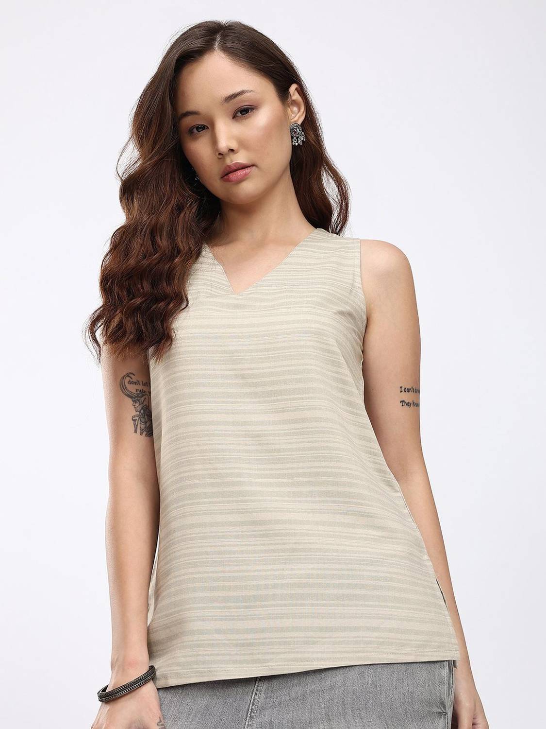 Anouk Rustic Women Striped Straight Kurta