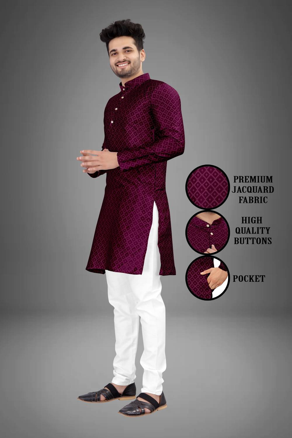 MENTIFIC Men Solid Straight Kurta