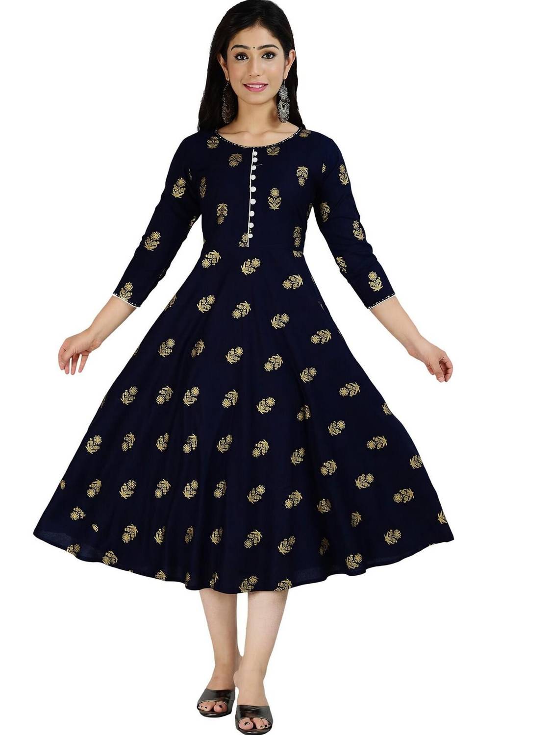 AARTI FASHION Printed Viscose Rayon Anarkali Kurta for Women