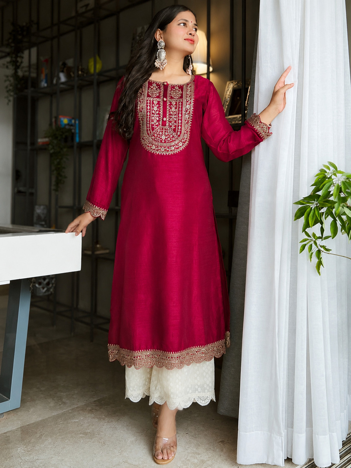 Image of KurtiByHarshita Women Embroidered A-line Kurta