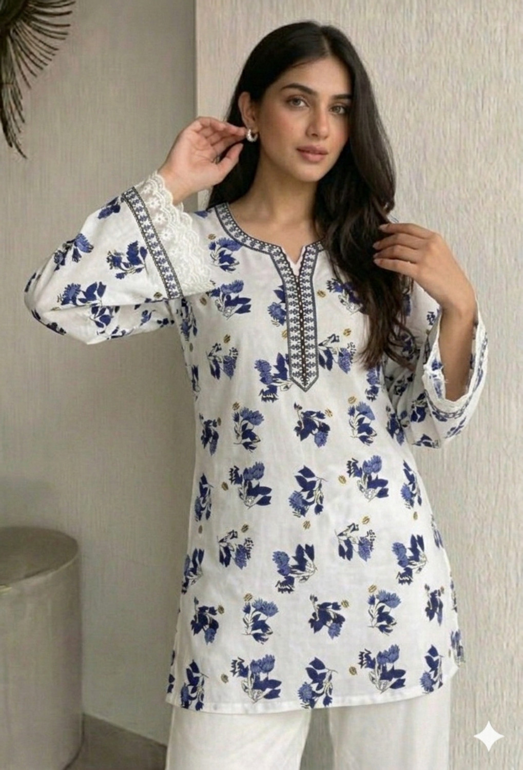 Image of Chafi Collection Women Floral Print Straight Kurta