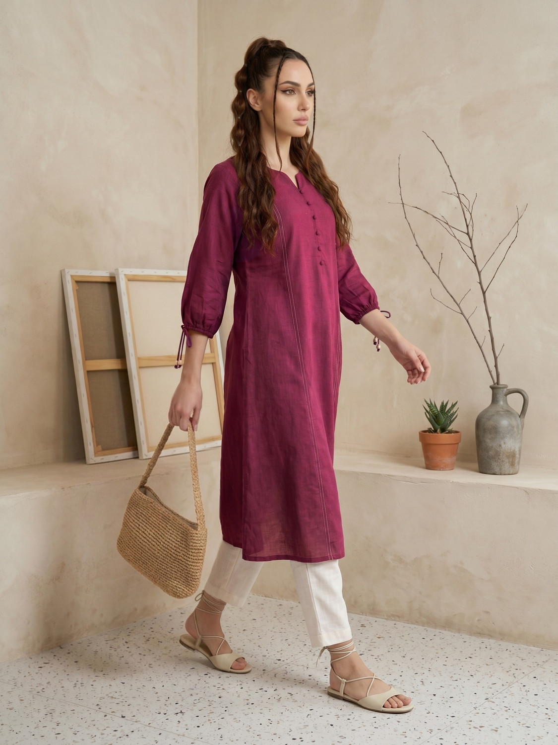Image of ANOUK Women Solid A-line Kurta