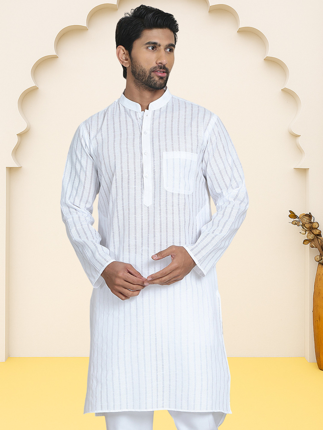 Image of Jompers Men Striped Straight Kurta