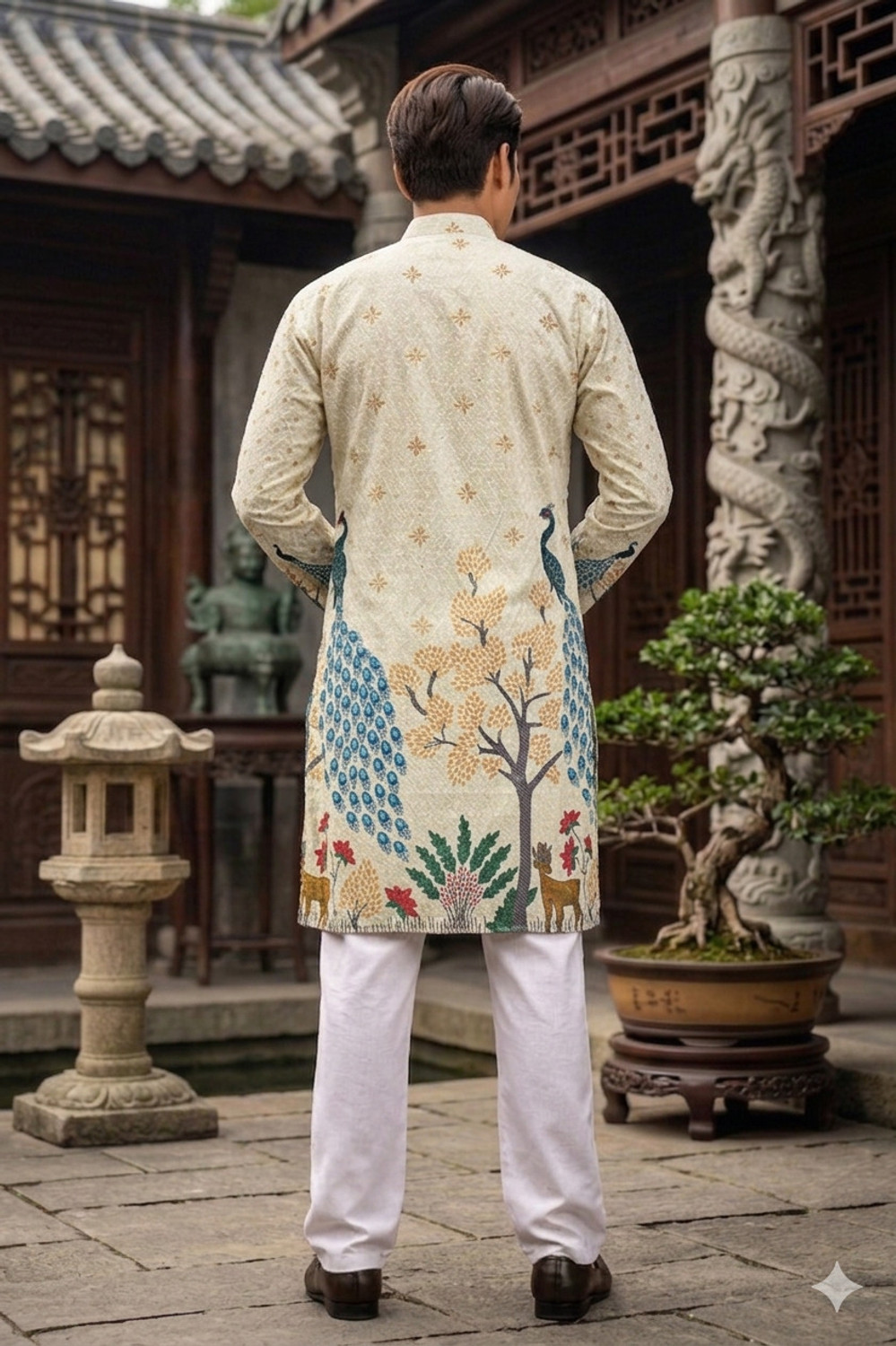 Image of MENTIFIC Men Printed Straight Kurta