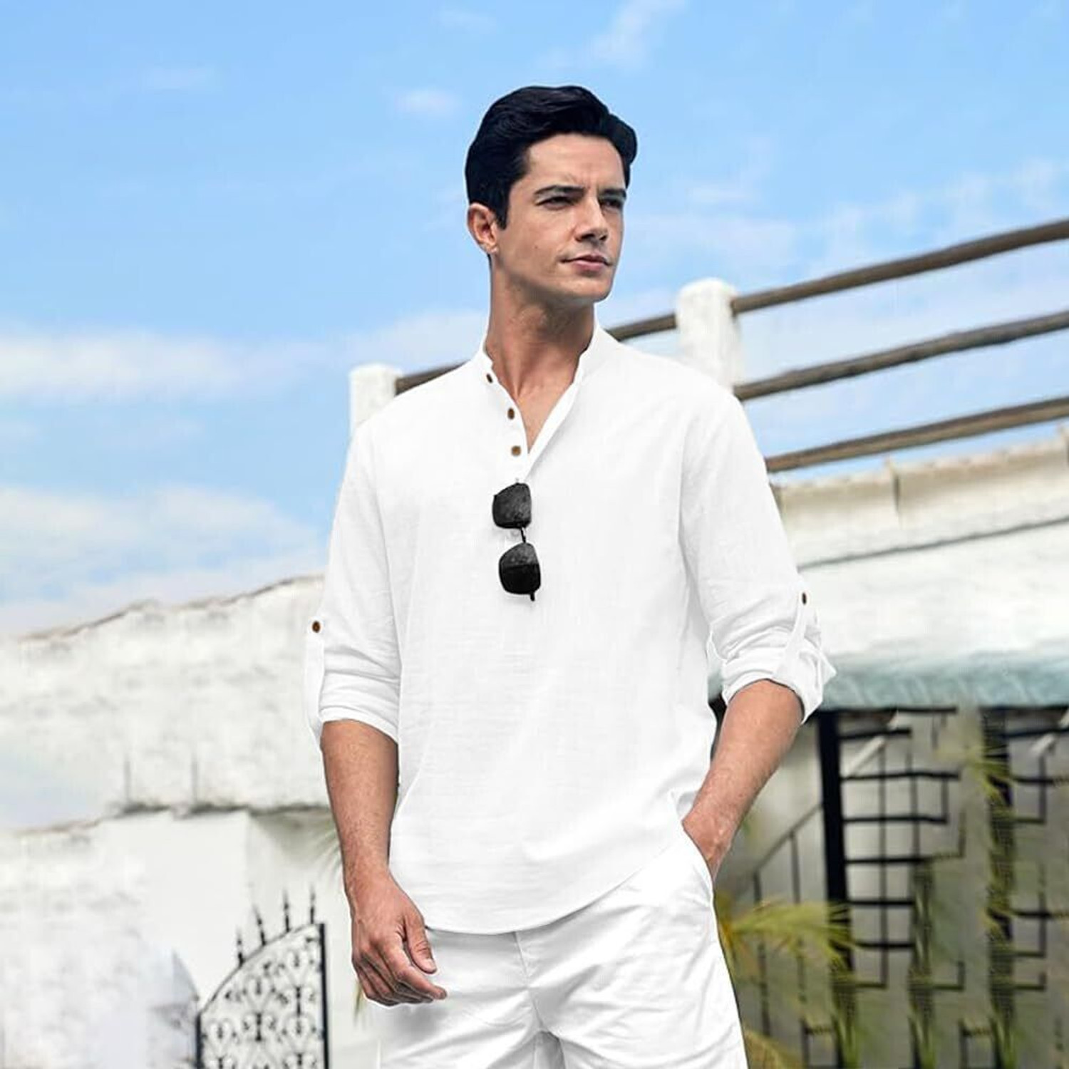 Image of Omkkarrash Trends Men Solid Straight Kurta