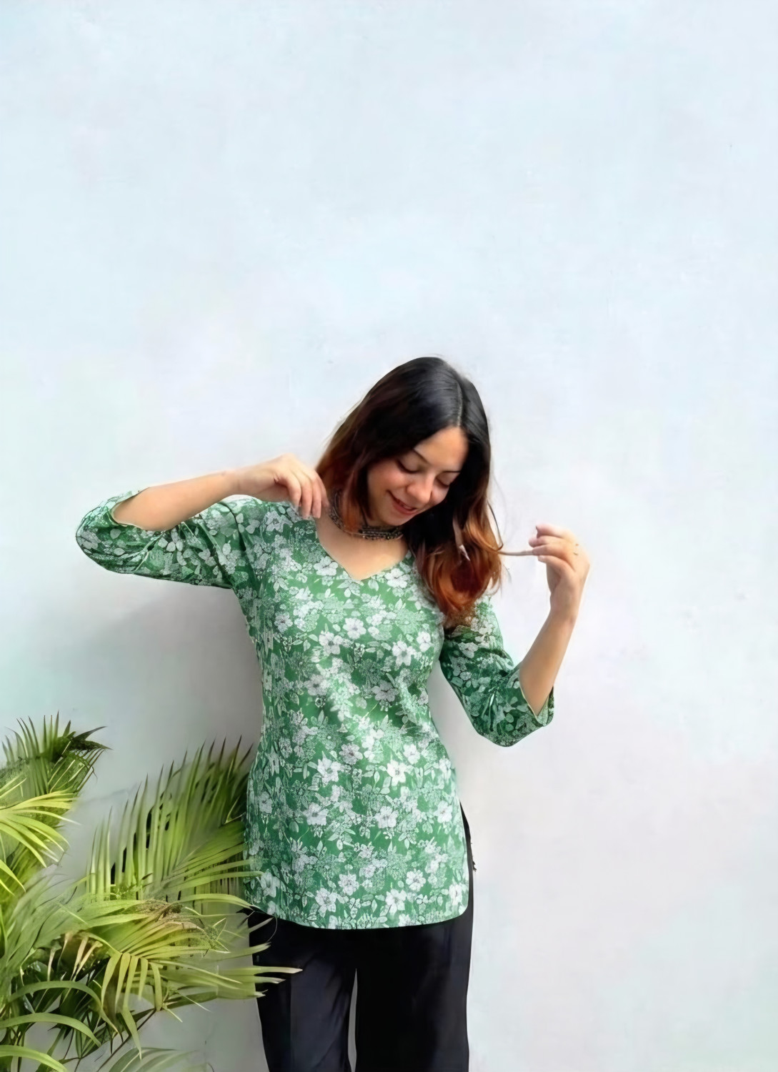 Image of mamtahub Women Floral Print A-line Kurta