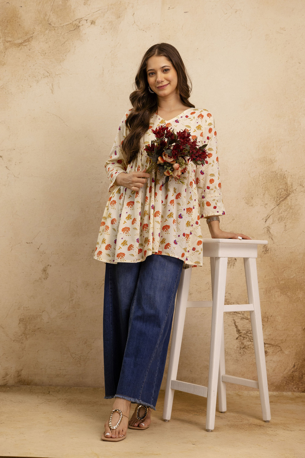 Image of Mialo fashion Women Floral Print Flared Kurta