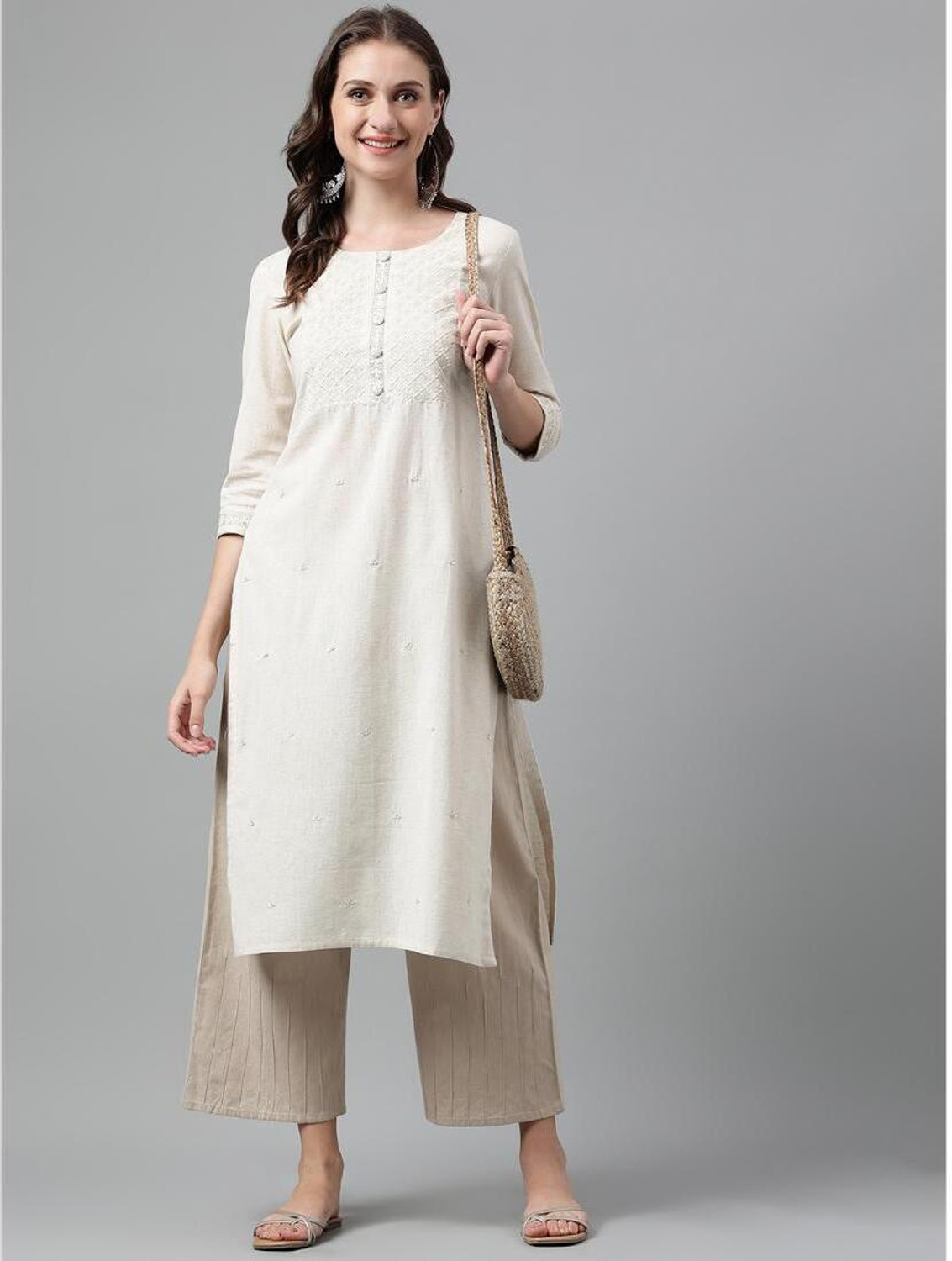 Image of Neemiya Women Embroidered Straight Kurta