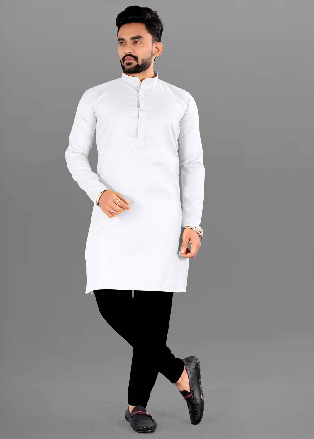 Ladyflock Men Solid Straight Kurta