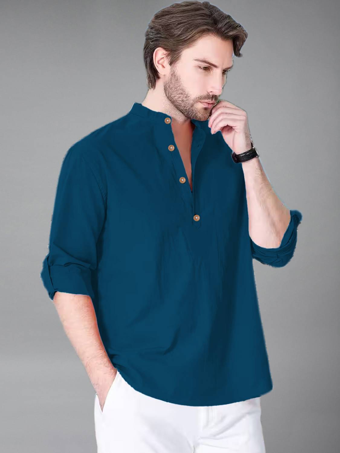 Vida Loca Men Blue Straight Kurta - Image 3