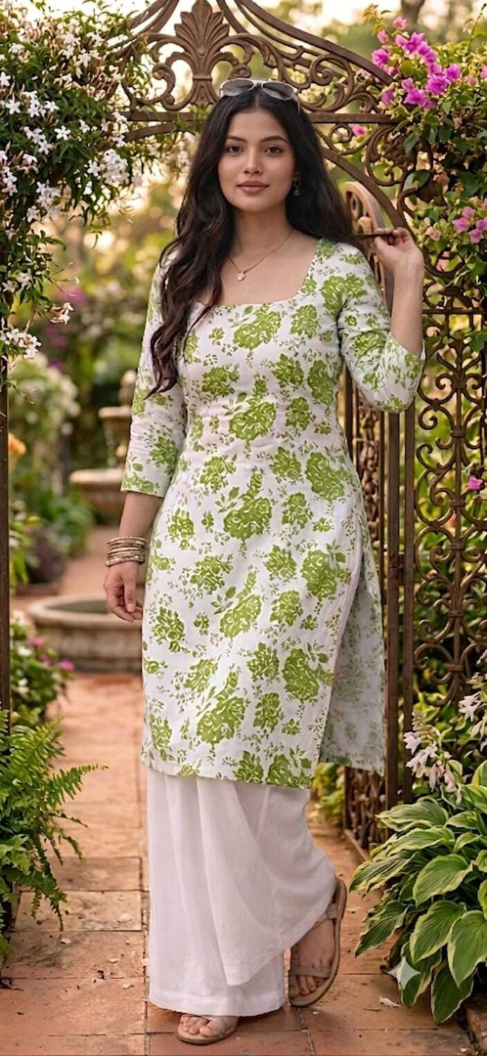 Image of shyam club Women Floral Print Straight Kurta