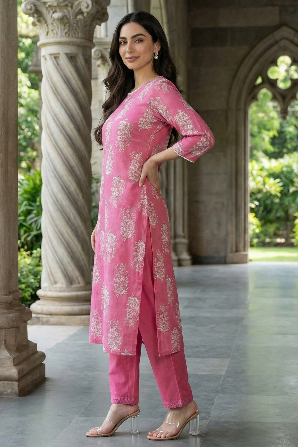 Image of W Women Floral Print Straight Kurta