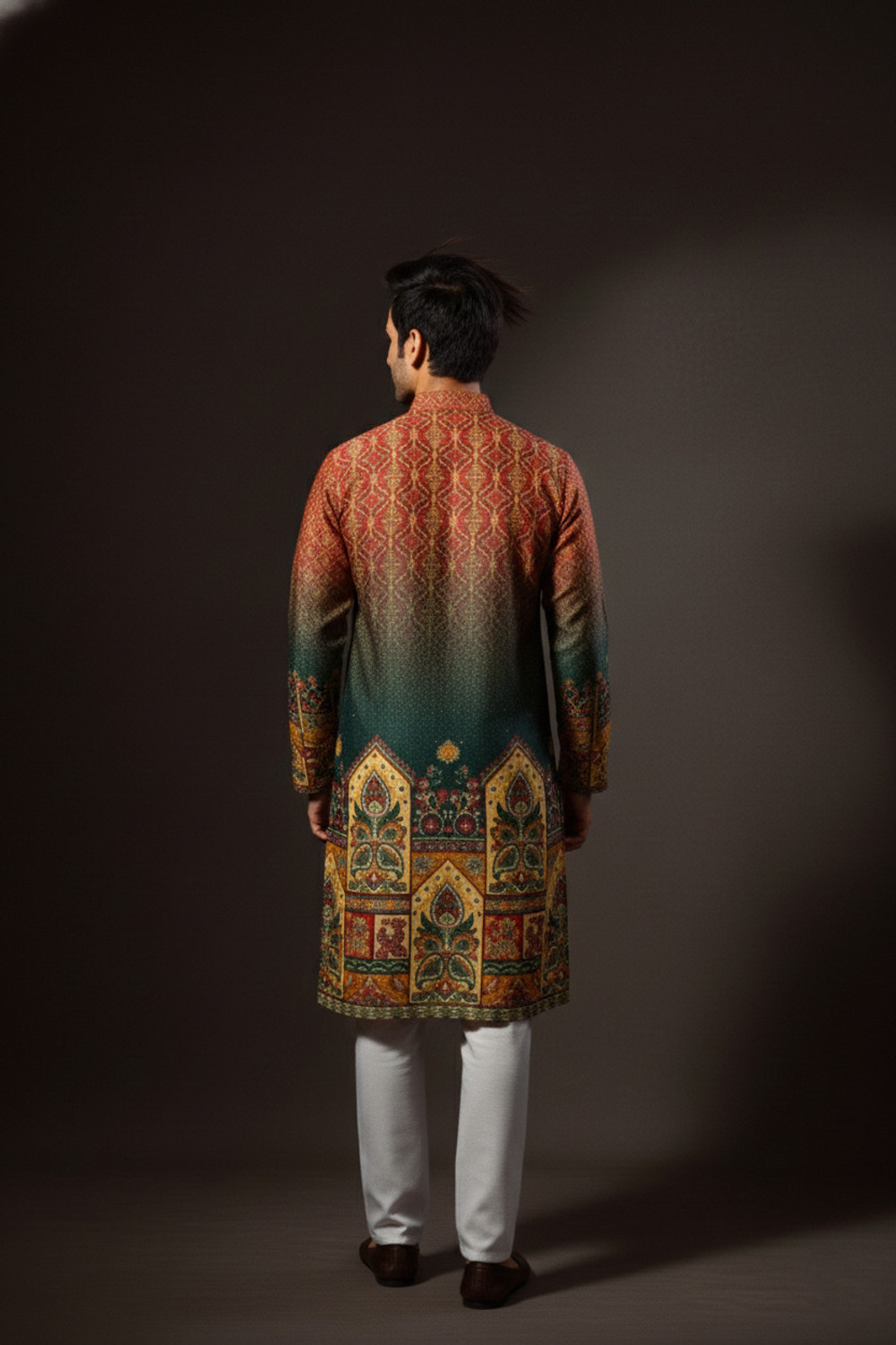 Image of Nirwear creation Men Printed, Embroidered Straight Kurta