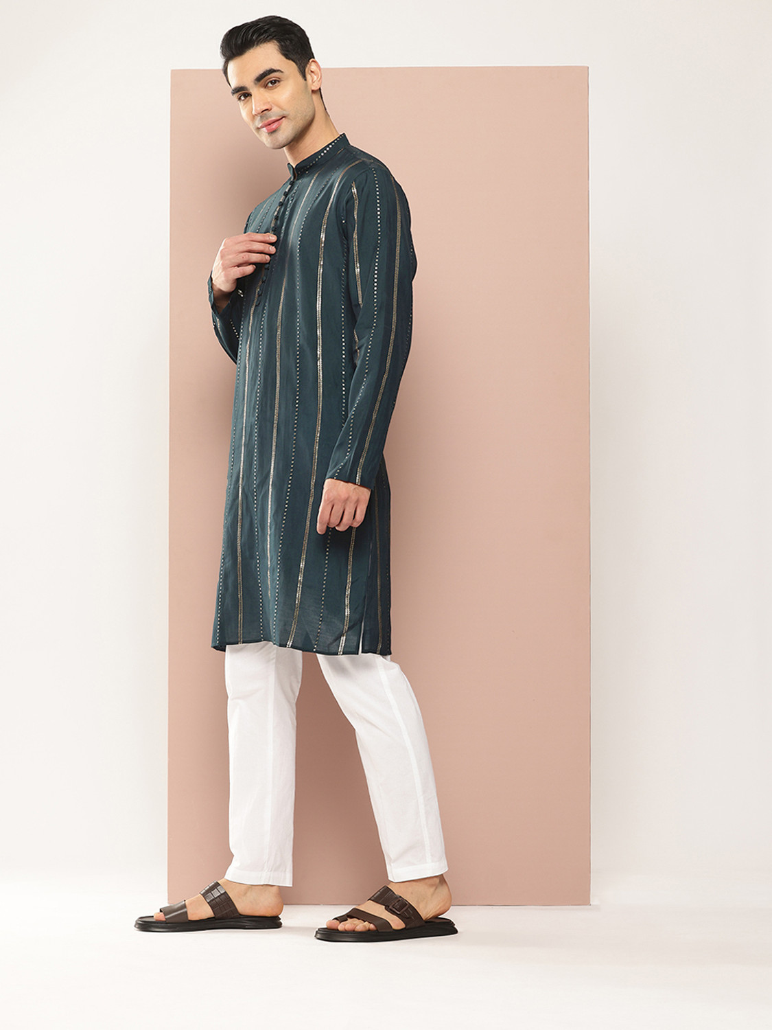 Image of See Designs Men Embroidered Straight Kurta