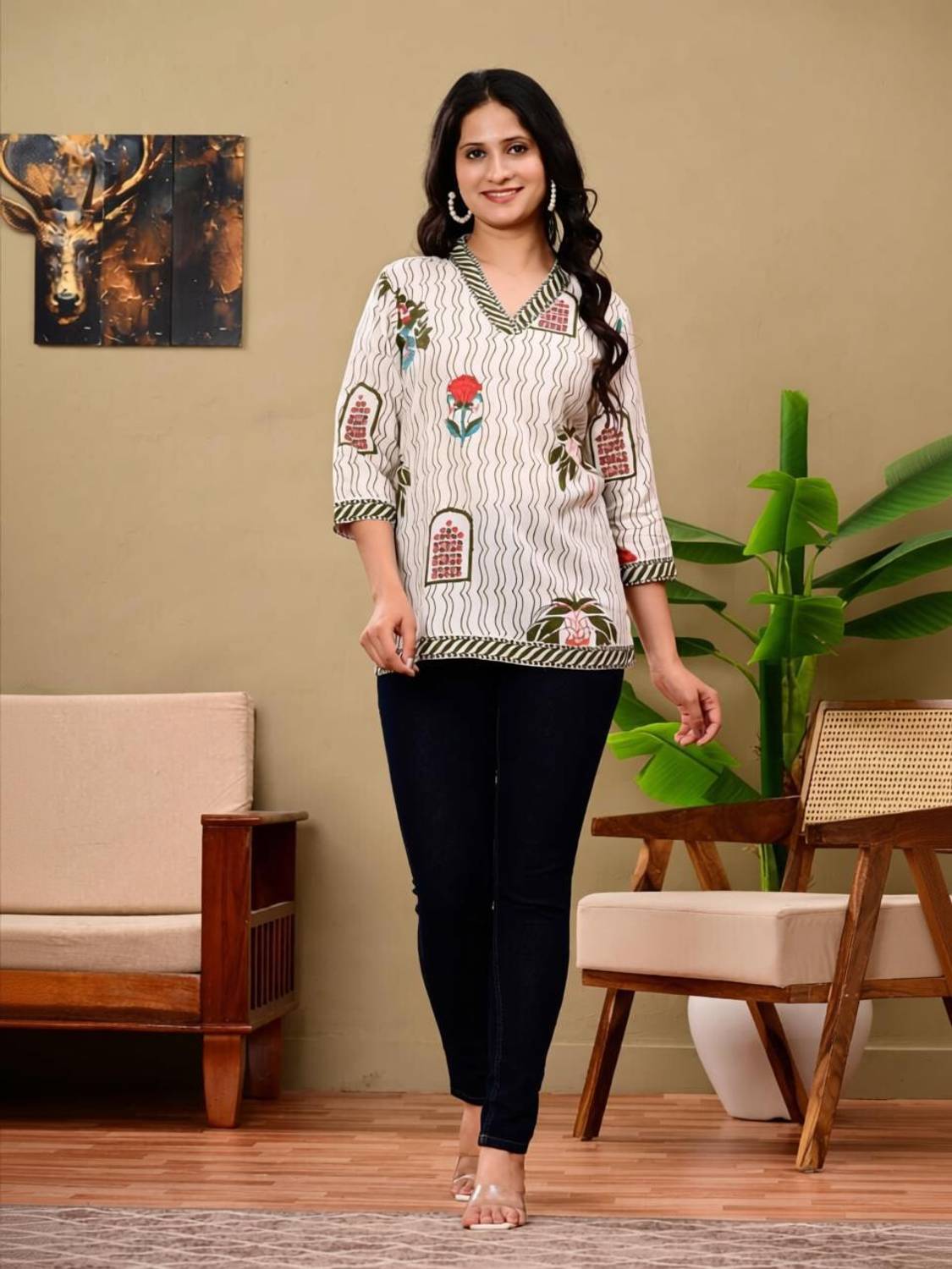 ADWETA Women Printed Straight Kurta