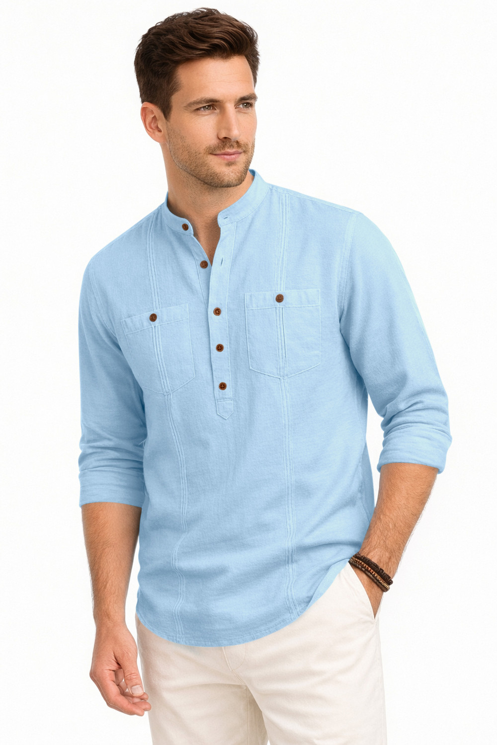 Image of zbio Men Solid Straight Kurta