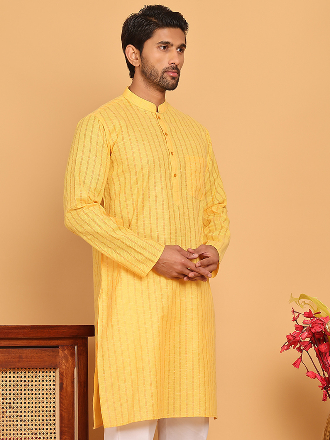 Image of Jompers Men Striped Straight Kurta