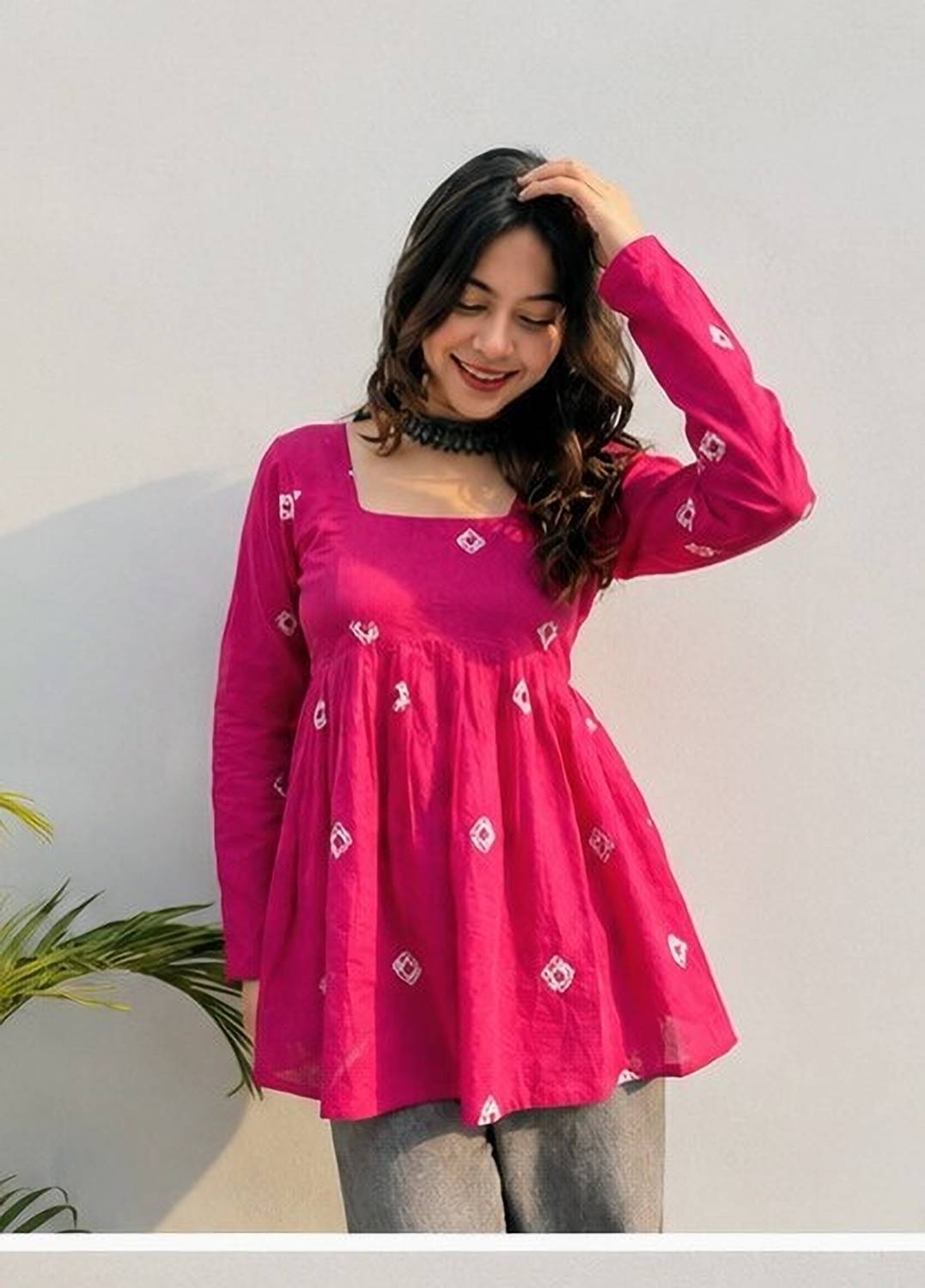 NEW4U Women Pink Printed Flared Kurta - Image 1