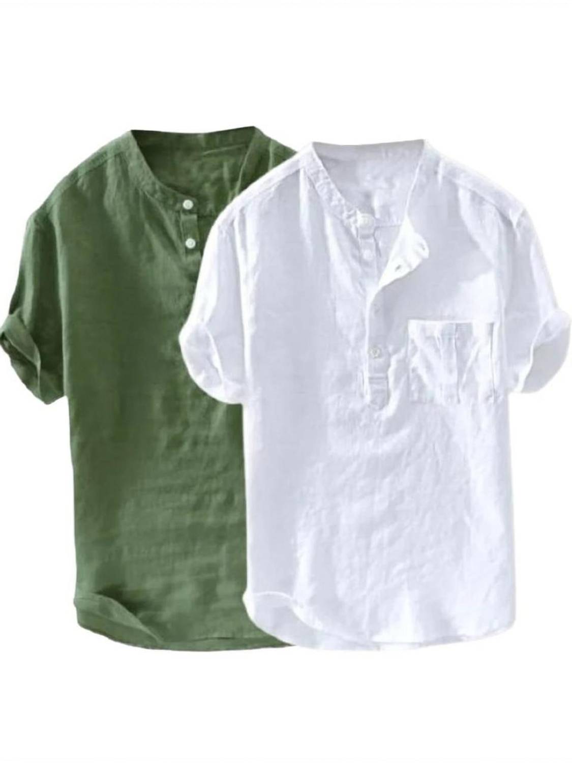 GAINELL Men Solid Straight Kurta Pack of 2 - Image 1